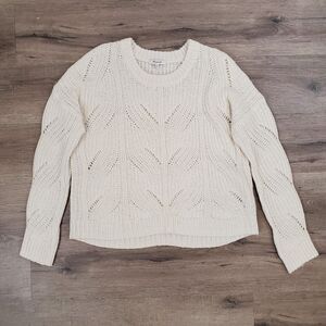 Madewell Charley Pullover Cable knit Sweater Alpaca Blend Sz M Cream